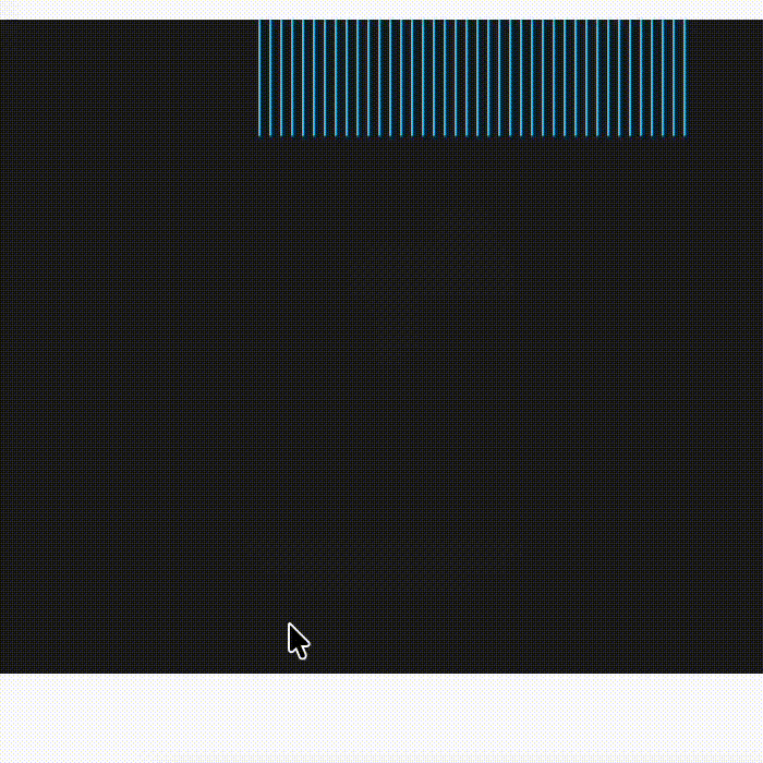 This image shows a audio visualizer that follows the mouse as the user moves their cursor around the screen. I used steves tutorial here and combined that concept with the square I made earlier that follows the users mouse. This shows how the mouse could be something involved in my interaction. The user could interact with elements on their screen with the mouse in my project.