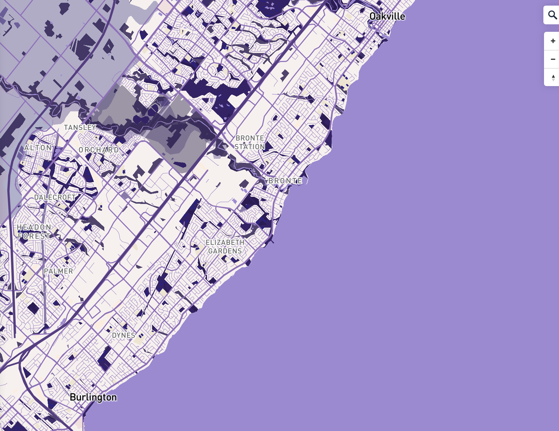 Map with purple colour pallete