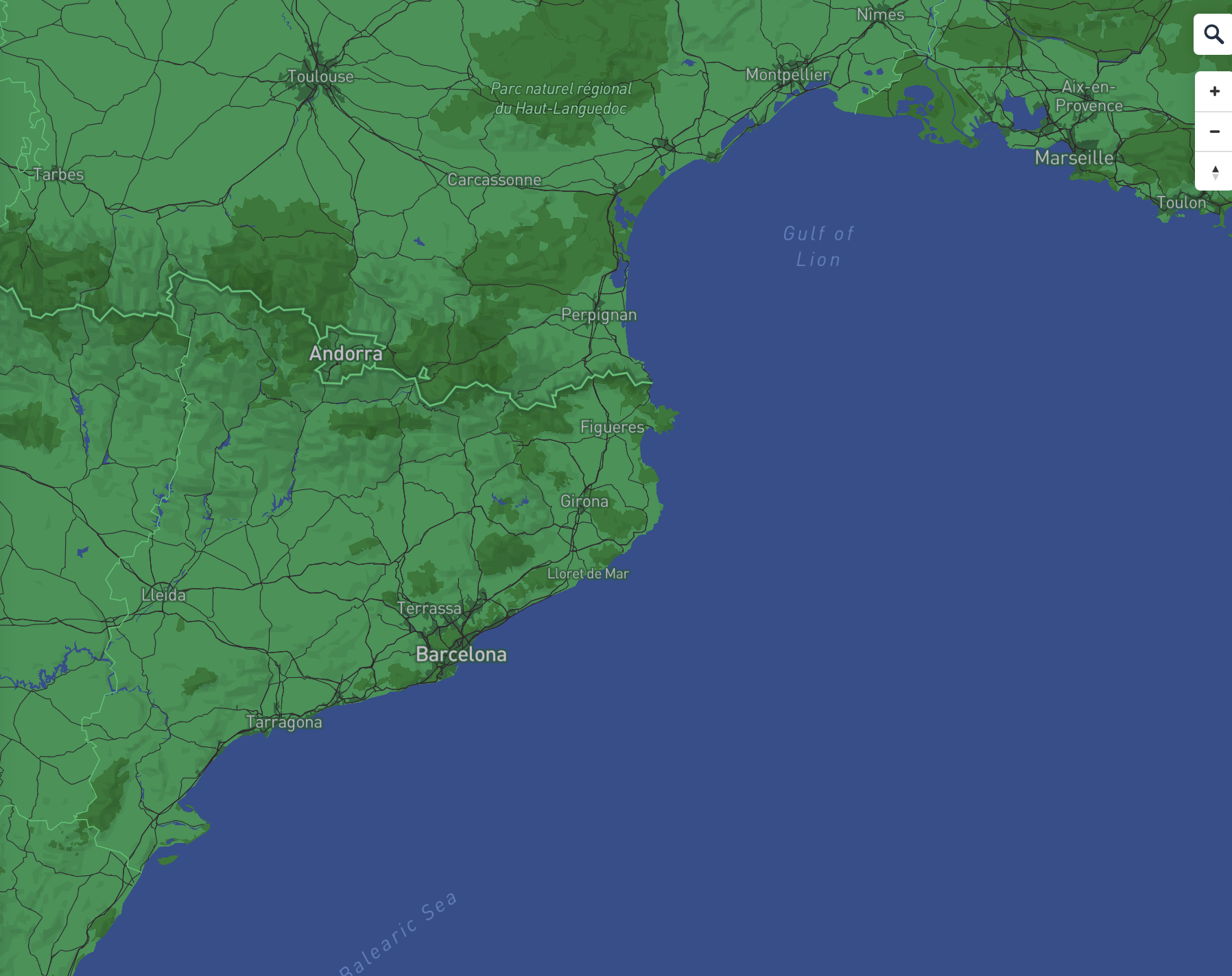 Globe with darker colour pallete of blues and greens.