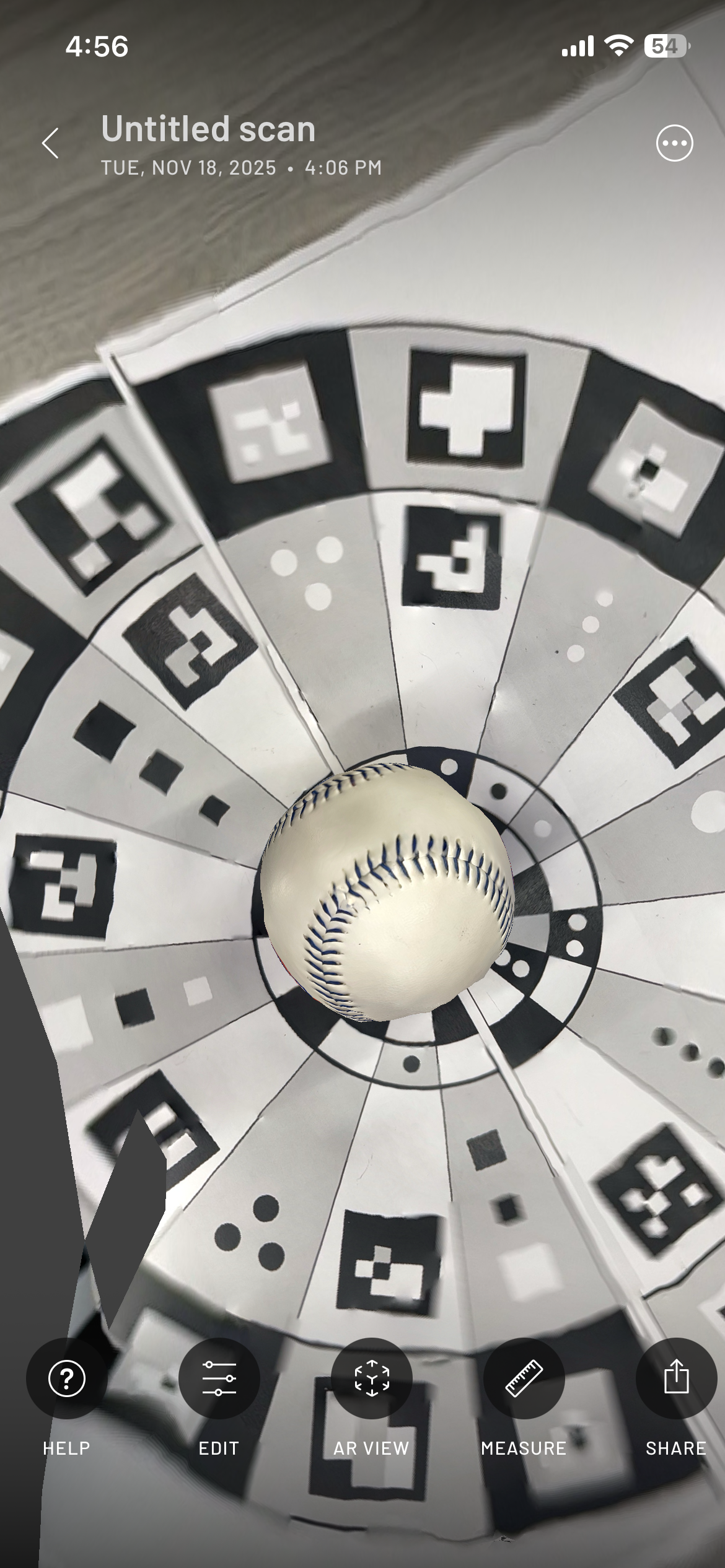 Baseball top view with detail